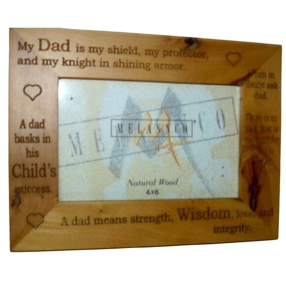 Natural Wood 4x6 Picture Frame With Dad-Inspired Engraved Quotes Father Vintage - Picture 3 of 4